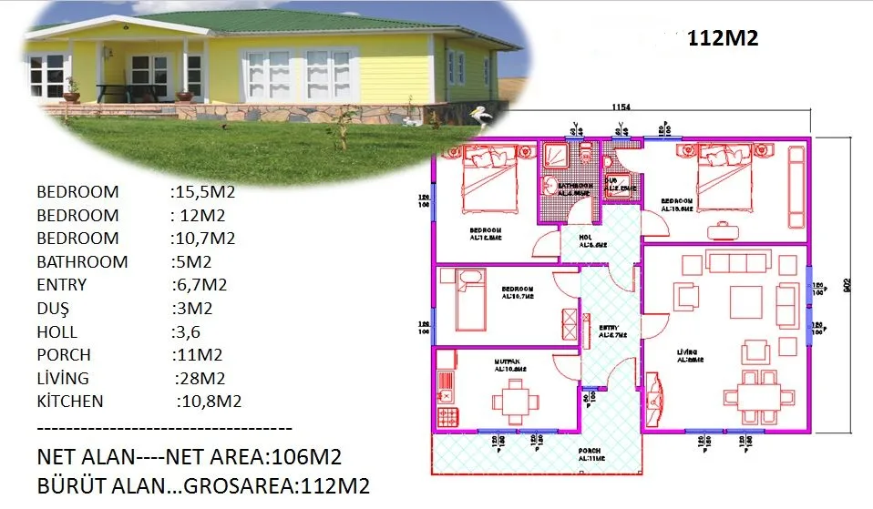 112 m² Single-storey steel-framed house